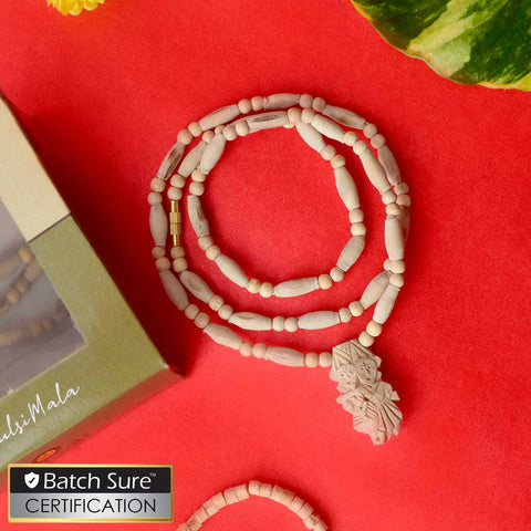 100% Original Charming Tulsi Mala with Radha Krishna Locket, made from sacred Tulsi wood beads, ideal for spiritual practice, meditation, and mantra chanting. India’s Premium Jap Mala Store - www.satvikstore.in