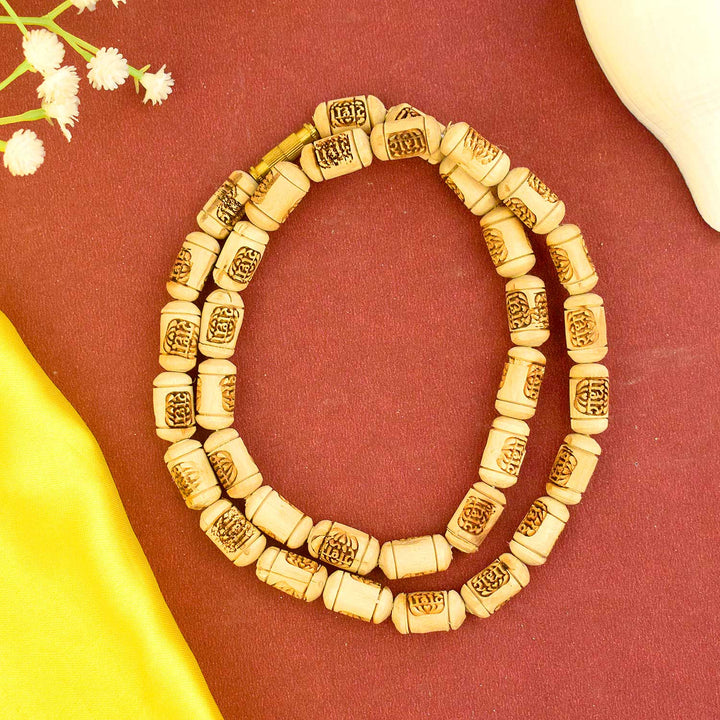 100% Pure Tulsi Wooden Mala with Engraved Radha Locket for Japa and Devotional Use. India’s Largest Brass Idols Brand - www.satvikstore.in