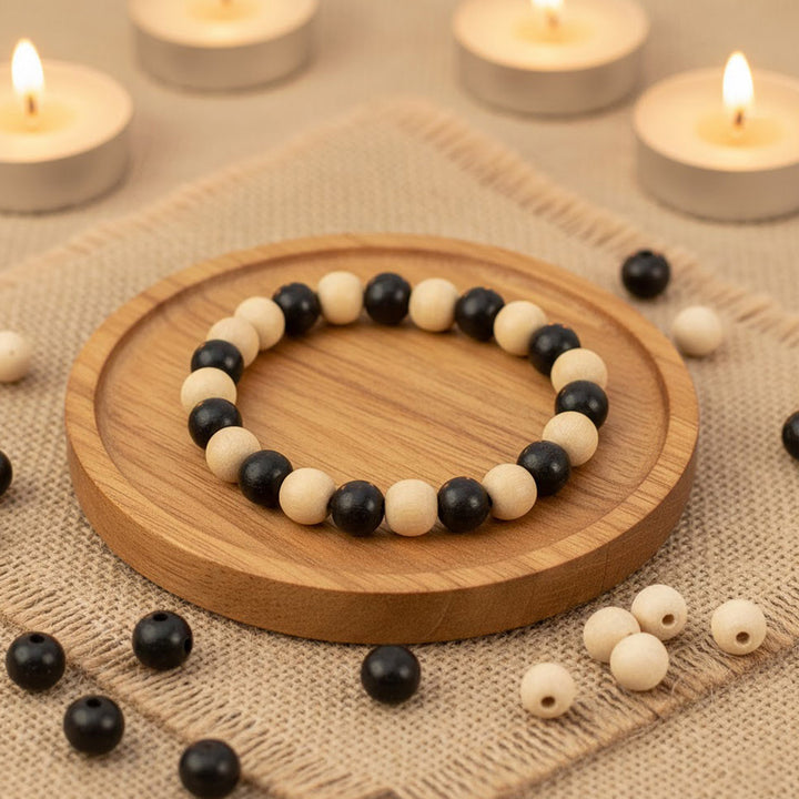 Govt. Certified Karungali (Ebony) & White Sandalwood Beads Bracelet – Spiritual Healing and Protection Jewelry. India’s Largest Pooja Accessories Brand - www.satvikstore.in