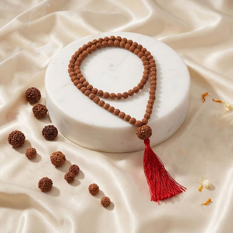 5 Mukhi Rudraksh Mala with Sumeru Bead