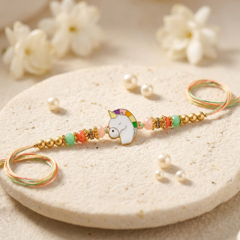 Magical Sleeping Unicorn Rainbow Mane Kids Rakhi