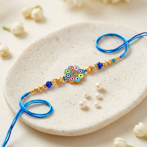 Elegance Circular Enamel Mosaic Art Rakhi