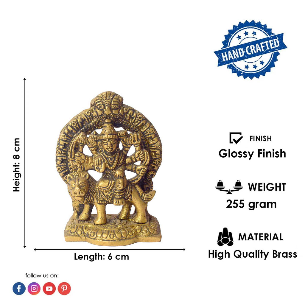 3 Inch Brass Durga Idol – Ideal for Car Dashboard &amp; Puja Room Decor