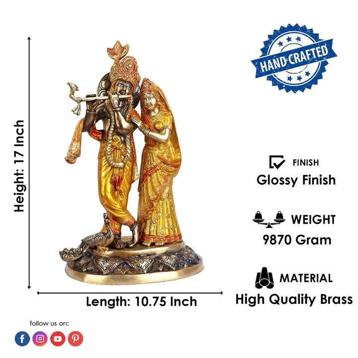&nbsp;Lord Radha and Krishna Murti with Bansuri(Flute), Radha Krishna&nbsp;Statue made from Virgin Quality Brass for long-lasting use. Handmade product from the Artisanship of India's Craftsman Using Modern Style.