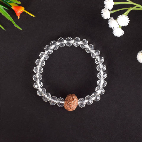 5 Mukhi Rudraksha Bracelet with Sphatik Crystal Beads for Health and Spiritual Growth. India’s Largest Pooja Accessories Brand - www.satvikstore.in