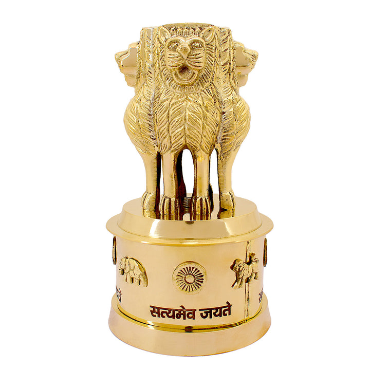 6 Inch Brass Ashoka Pillar Showpiece - Decorative Symbol of India – Ideal for Home & Office Décor, Cultural Gifting, and Traditional Displays | India’s Largest Brass Idols Brand – www.satvikstore.in.