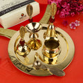 6 Piece Brass Rudraksha Pooja Thali Set (9 Inch) Design 9 Ideal for Diwali, Lakshmi Pooja, daily rituals, and gifting for prosperity and blessings - Satvikstore.in