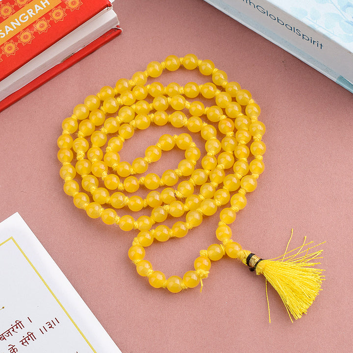 Hakik Jap Mala (Yellow) – A Confidence-Boosting and Prosperity-Enhancing Spiritual Mala. India’s Premium Hakik Jap Mala Store - www.satvikstore.in

