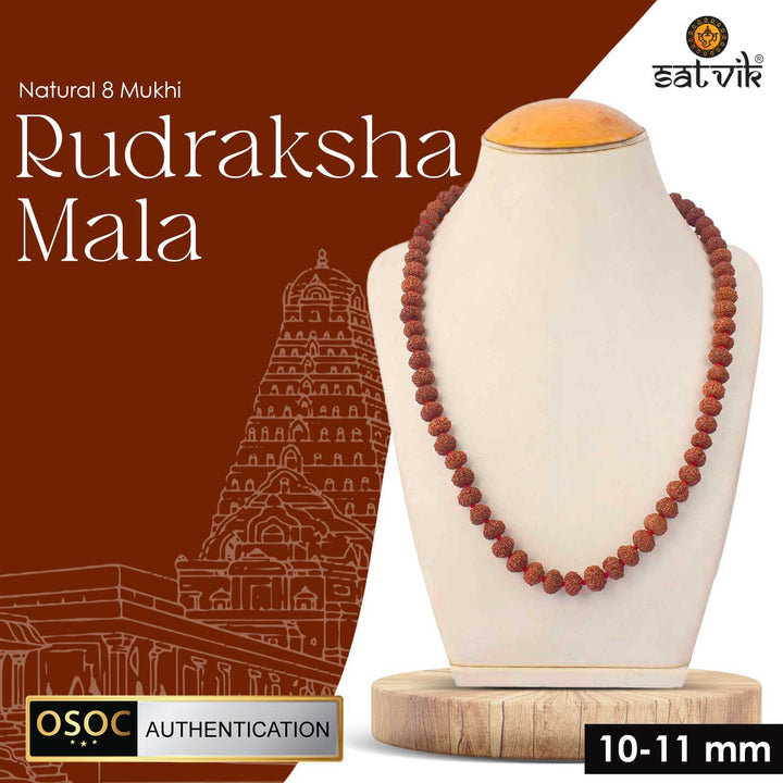 Original 8 Mukhi Rudraksha Mala – 108 Beads for Obstacle Removal, Success & Protection. India’s Premium Jap Mala Store - www.satvikstore.in 