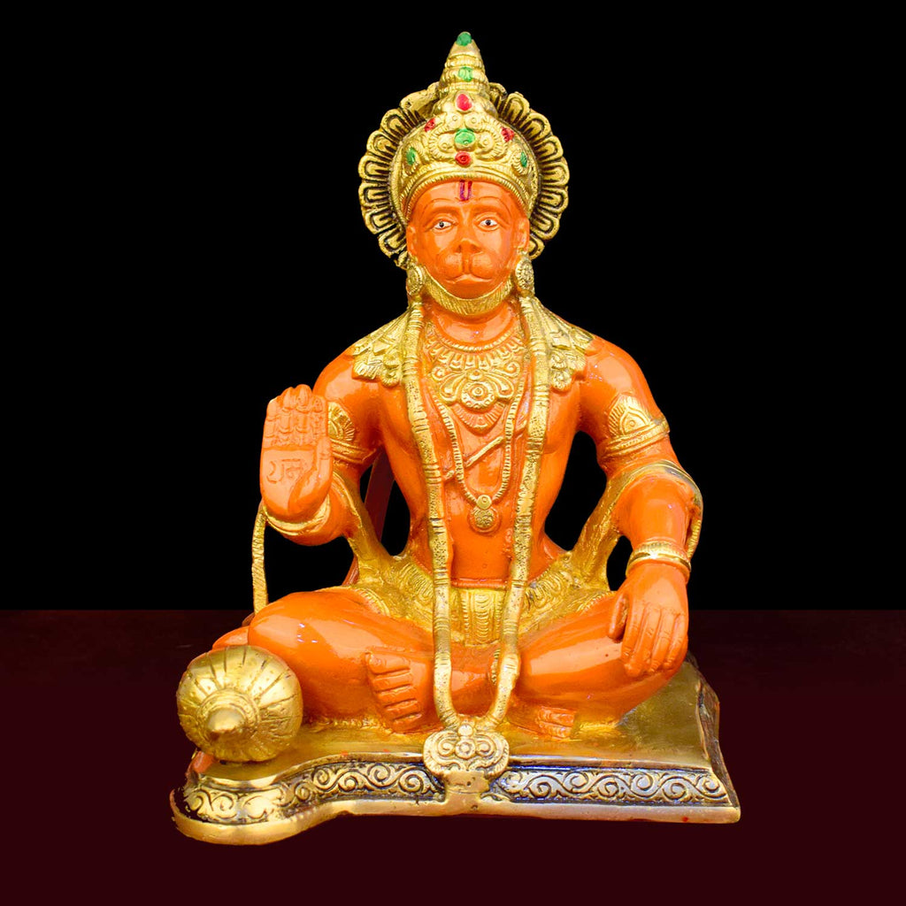9.1 Inch Shree Kesari Hanuman Big Brass Idol with fine detailing, symbolizing strength, devotion, and protection – perfect for pooja room, home temple, or as a spiritual gift. No.1 Brass Idol Store www.satvikstore.in 