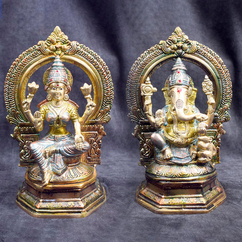 Beautiful handcrafted brass Lakshmi Ganesh idol for home temple and festive pooja. India’s Largest Brass Idols Brand - www.satvikstore.in