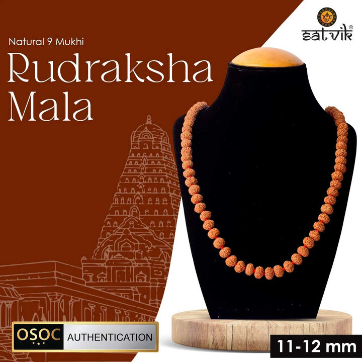 Original 9 Mukhi Rudraksha Mala – 108 Beads for Strength, Protection & Spiritual Power.India’s Premium Jap Mala Store - www.satvikstore.in