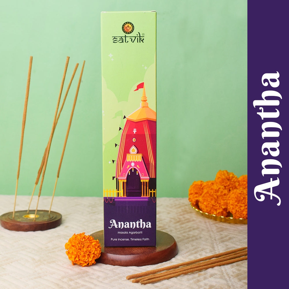 Anantha Pure Masala Incense Sticks pack for meditation, prayer, and soothing aroma. India’s Largest Pooja Accessories Brand - www.satvikstore.in