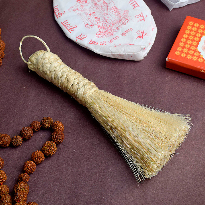 Auspicious Temple Banana Broom (Big) is used in sacred rituals and temple cleaning, bringing positive energy and purity to your pooja space, ensuring divine blessings for worshippers – India’s Largest Pooja Accessories Brand – www.satvikstore.in
