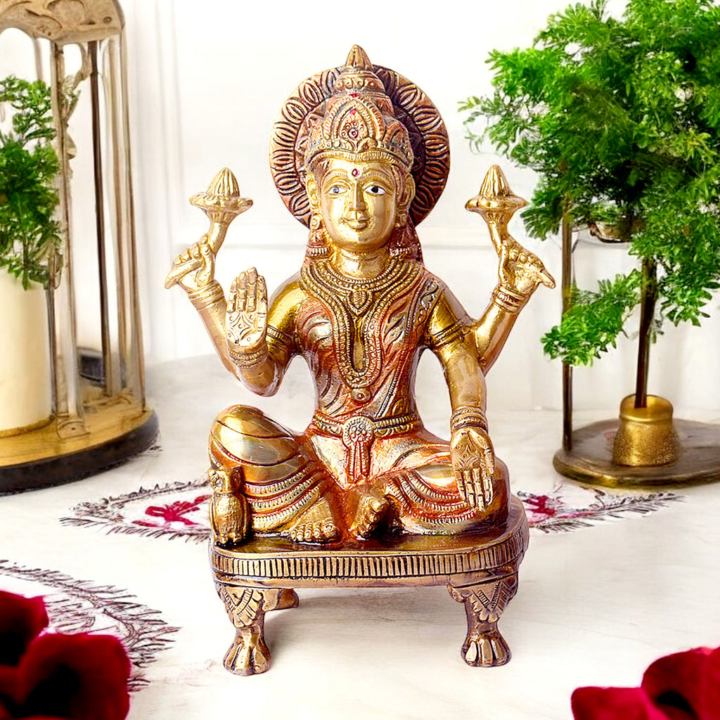 The Laxmi Ganesh colorful Murti, which is constructed of virgin-quality brass for persistent use, is a symbol of successful marriages, happiness, and tranquility in relationships. 