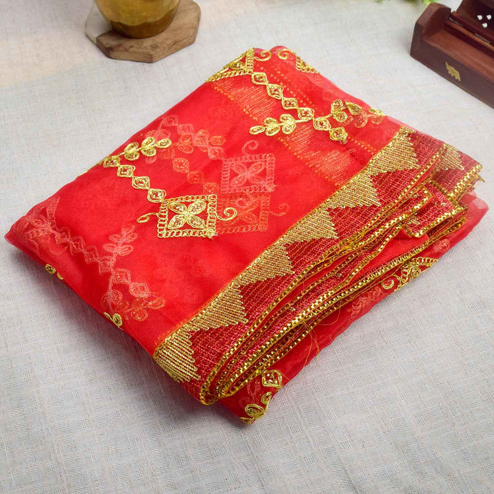 Elegant 84x41 inch Blessed Mata Ki Chunni with fine fabric and subtle embellishments for Mata idol decoration – India’s Largest Pooja Accessories Brand – www.Satvikstore.in