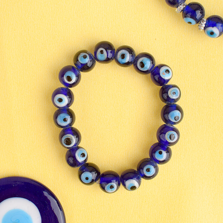 Blue Evil Eye Bracelet for Girls and Women with an enchanting blue evil eye charm, offering stylish protection against negativity. India’s Largest Pooja Accessories Brand – www.satvikstore.in