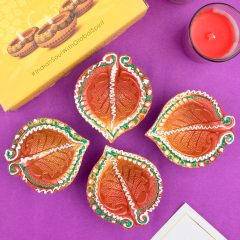 Clay Creations Enchanting Diyas to Light Up Diwali Set of 4