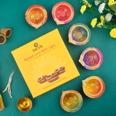 Sacred Glow Authentic Clay Diyas for Diwali Set of 6