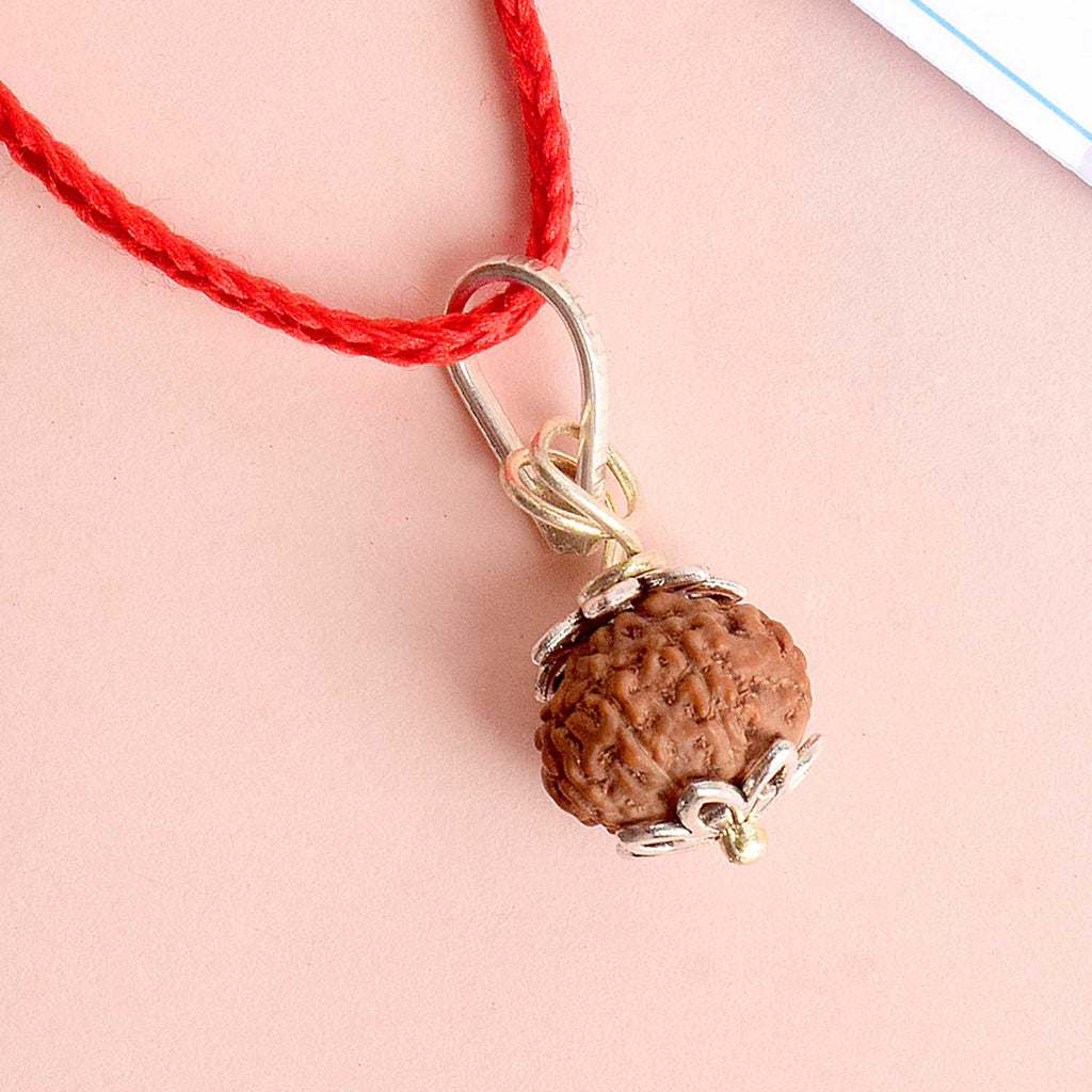 Certified 7 Mukhi Rudraksha Pendant with metal cap for prosperity and balance. India’s Premium Rudraksha Jap Mala Store- www.satvikstore.in
