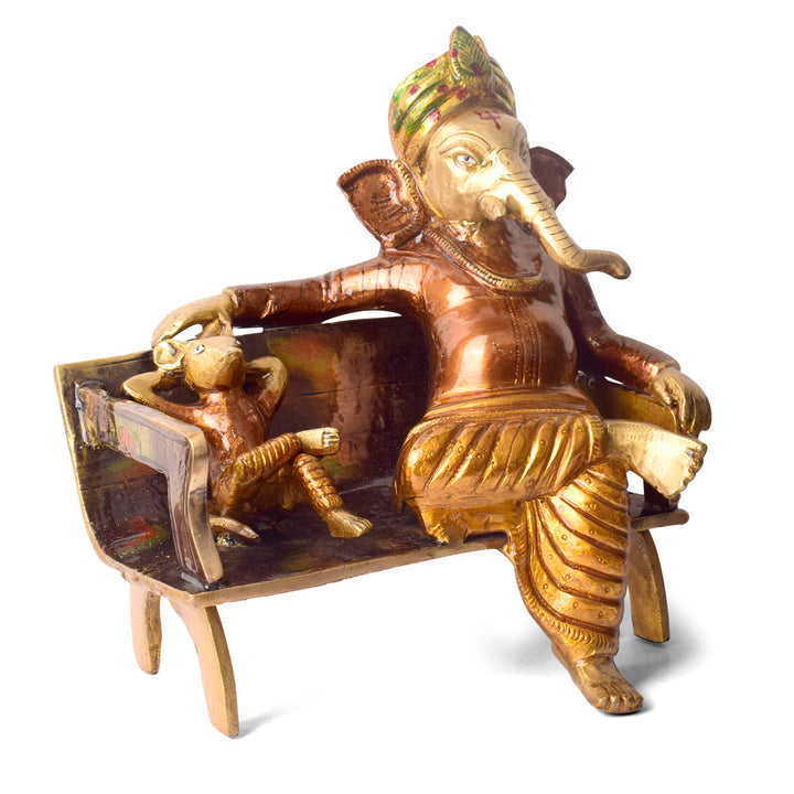 Large Brass Idol of Brass Sitting Ganesha Idol. Lord Ganesh, Ganpati, is known for Blessing Good Health and Wealth, The Idol Is made from Premium Quality material for long-lasting use. Handmade product from the Artisanship of India's Craftsman Using Modern Style.