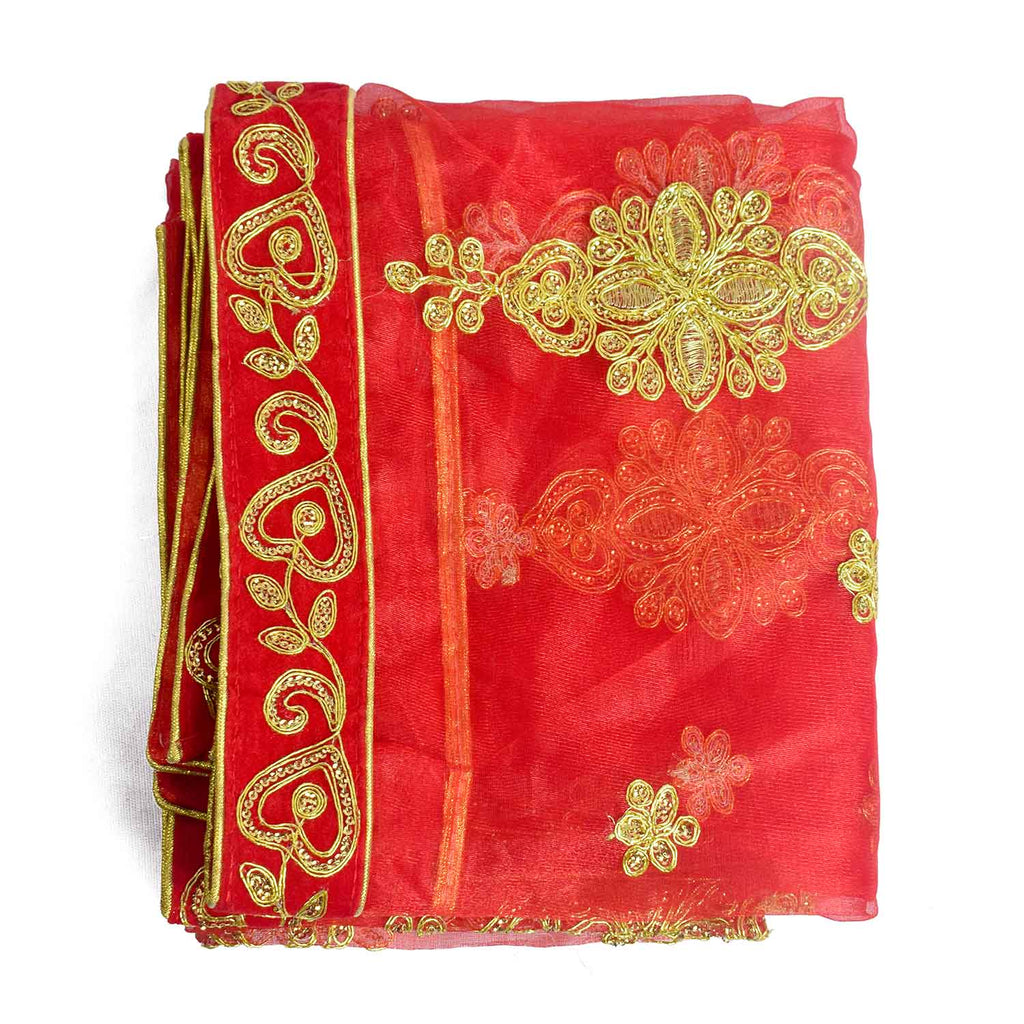 Elegant Mata Ki Chunri with Golden Floral Motifs – Perfect for Devi Puja and Festive Decor

Enhance your spiritual rituals with this beautiful Mata Ki Chunri, adorned with intricate golden floral motifs. Measuring 214 cm (84 inches) in length and 103 cm (40.5 inches) in height, this Chunri is made from premium-quality fabric with rich gold detailing. Ideal for Navratri, Durga Puja, temple offerings, and festive decor, it adds a divine touch to your prayers and celebrations.
Shop authentic Mata Ki Chnni