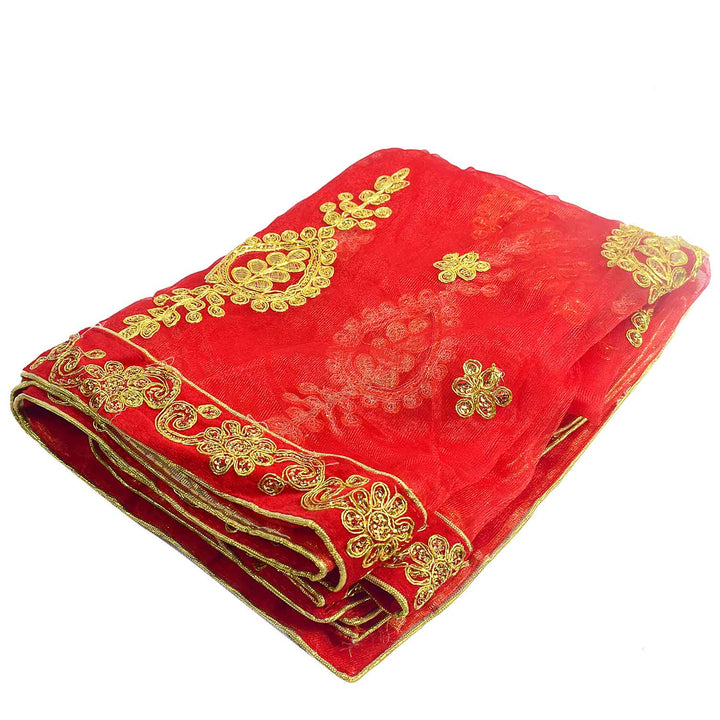 Increase your spiritual rituals with this beautiful Mata Ki Chunri, featuring intricate golden embroidery. Measuring 216 cm (85 inches) in length and 99 cm (39 inches) in height, this Chunri is ideal for Navratri, Durga Puja, temple decor, and sacred offerings. The vibrant fabric with golden motifs adds a divine charm to your religious ceremonies.

🛍️ Shop authentic Mata Ki Chunris, Devi Chunaris, and religious accessories at Satvik Store for all your pooja and festive needs. 🌸🙏