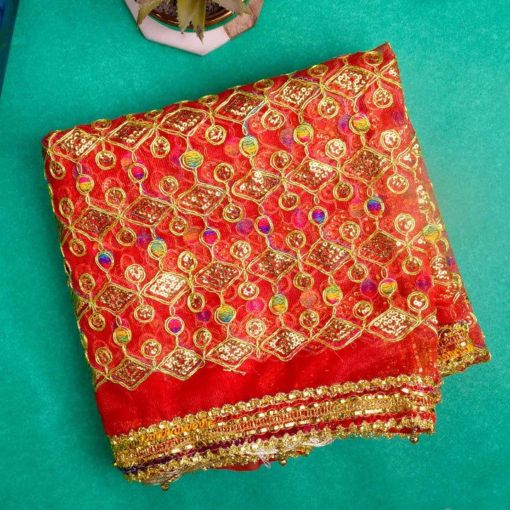 Adorn your puja altar with this beautifully crafted Pink Chunri, featuring golden sequin embellishments for a divine appearance. Measuring 190 cm (75 inches) in length and 103 cm (40 inches) in height, this traditional cloth is perfect for Devi puja, temple offerings, and festive rituals.

🛍️ Shop now at Satvik Store for authentic spiritual and religious products. 🌸🙏