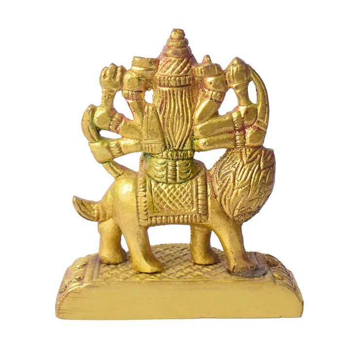 2.8-Inch Colored Brass Sherawali Mata Idol – Divine Blessings for Home & Car
