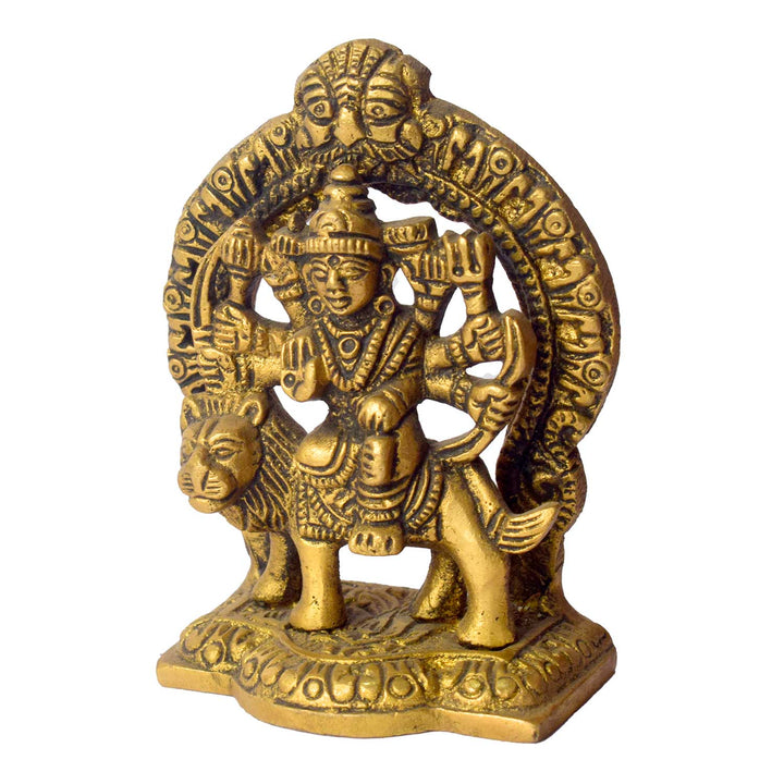 3 Inch Brass Durga Idol – Ideal for Car Dashboard &amp; Puja Room Decor