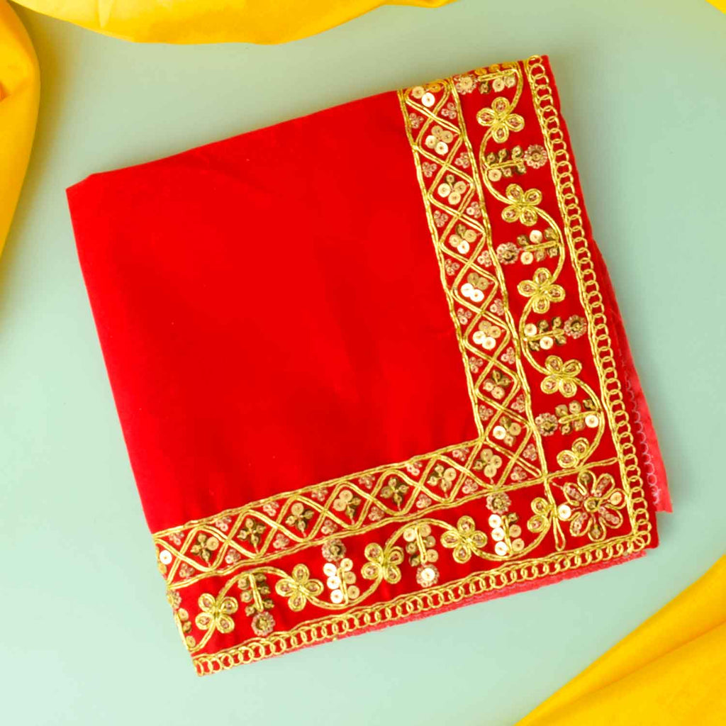 Swastik Design Velvet Aasan 16x24 Inch Pack of 4 with Golden Lace Border. India’s Largest Pooja Accessories Brand - www.satvikstore.in