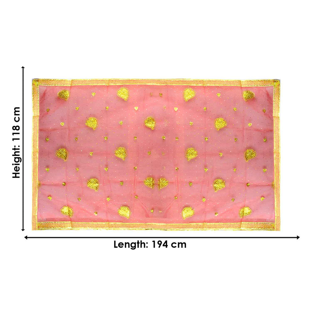 Enhance your puja altar with this exquisite Pink Chunri, adorned with golden motif embroidery for a divine and elegant look. Measuring 194 cm (76 inches) in length and 118 cm (46 inches) in height, this cloth is perfect for Devi puja, religious ceremonies, and festive rituals.

🛍️ Shop now at Satvik Store for authentic spiritual and religious products. 🌸🙏