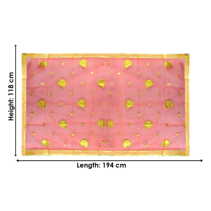 Enhance your puja altar with this exquisite Pink Chunri, adorned with golden motif embroidery for a divine and elegant look. Measuring 194 cm (76 inches) in length and 118 cm (46 inches) in height, this cloth is perfect for Devi puja, religious ceremonies, and festive rituals.

🛍️ Shop now at Satvik Store for authentic spiritual and religious products. 🌸🙏