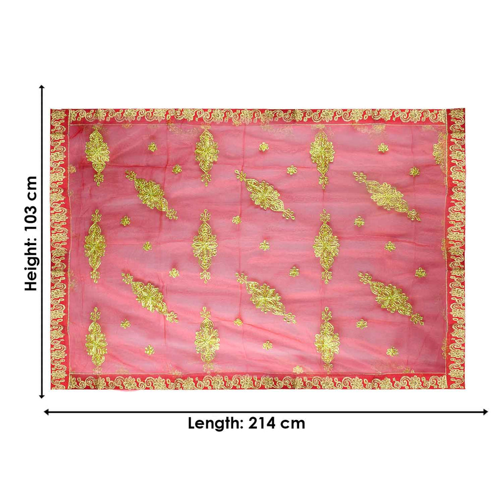 Elegant Mata Ki Chunri with Golden Floral Motifs – Perfect for Devi Puja and Festive Decor

Enhance your spiritual rituals with this beautiful Mata Ki Chunri, adorned with intricate golden floral motifs. Measuring 214 cm (84 inches) in length and 103 cm (40.5 inches) in height, this Chunri is made from premium-quality fabric with rich gold detailing. Ideal for Navratri, Durga Puja, temple offerings, and festive decor, it adds a divine touch to your prayers and celebrations.
Shop authentic Mata Ki Chnni