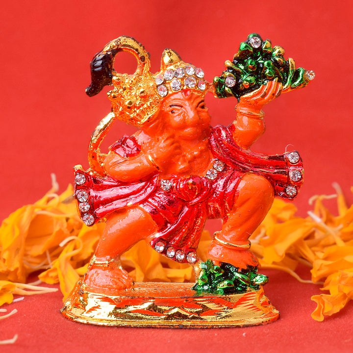 Divine Lord Hanuman Idol, beautifully crafted with intricate details, depicting the powerful and revered deity of Lord Hanuman in a standing posture, perfect for worship and spiritual devotion. India’s Largest Pooja Accessories Brand – www.satvikstore.in 