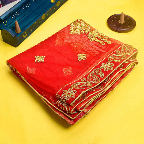 Add a touch of divinity to your prayers with this beautiful Mata Ki Chunri, featuring intricate golden embroidered motifs. Measuring 222 cm (87.4 inches) in length and 108 cm (42.5 inches) in height, this Chunri is perfect for Navratri, Durga Puja, temple offerings, and festive decorations. Made from premium fabric, it enhances the spiritual ambiance of your rituals.

🛍️ Shop authentic Mata Ki Chunris, Devi Chunaris, and more at Satvik Store for all your pooja and festive needs. 🌺🙏