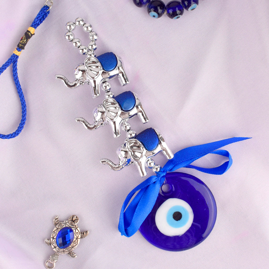 Feng Shui Vastu 3 Elephant Evil Eye Door Hanging for protection and good luck. Attract positive energy and ward off negativity. India’s Largest Pooja Accessories Brand – www.satvikstore.in