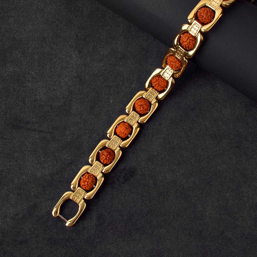 Gold Plated Rudraksha Bracelet with Premium PVD Coating – Spiritual and Stylish Wristwear from Satvikstore.in India’s Largest Pooja Accessories Brand - www.satvikstore.in