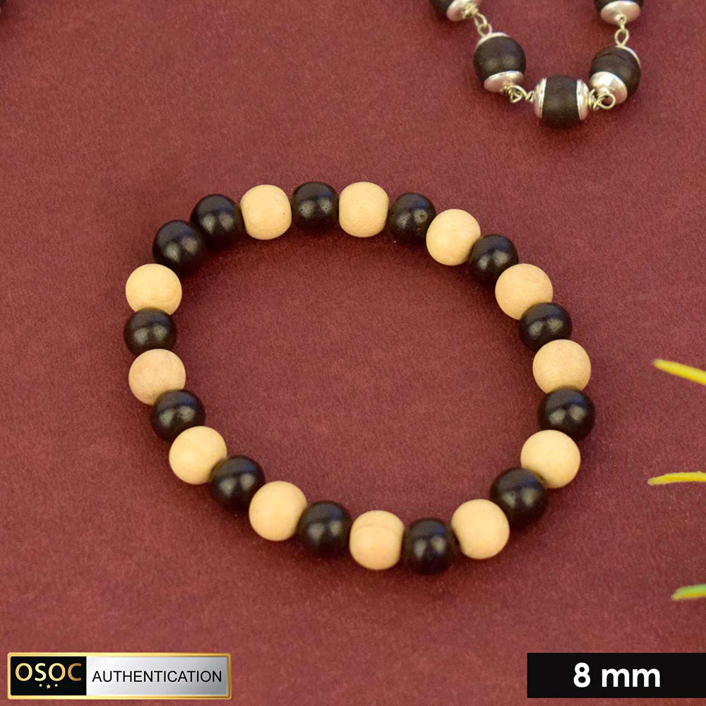 Govt. Certified Karungali (Ebony) & White Sandalwood Beads Bracelet – Spiritual Healing and Protection Jewelry. India’s Largest Pooja Accessories Brand - www.satvikstore.in