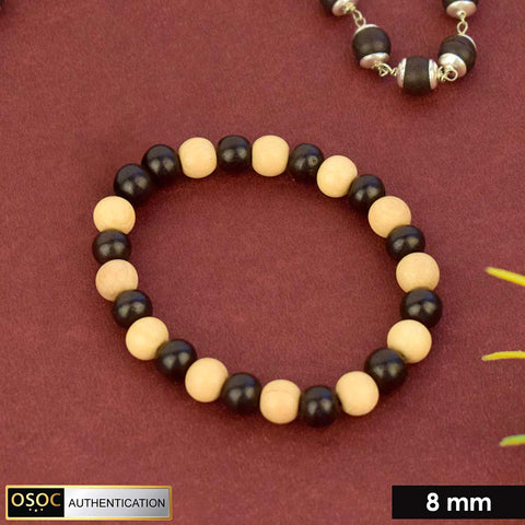 Govt. Certified Karungali (Ebony) & White Sandalwood Beads Bracelet – Spiritual Healing and Protection Jewelry. India’s Largest Pooja Accessories Brand - www.satvikstore.in
