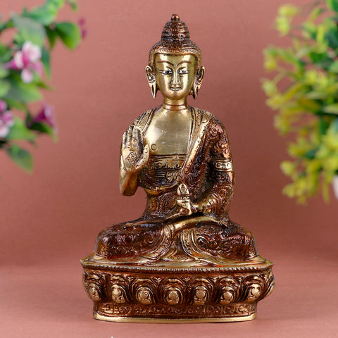 3.1 Inch Introspective Brass Buddha Idol – Handcrafted Miniature Statue of Lord Buddha in Meditative Pose, Symbolizing Peace, Mindfulness, and Inner Harmony for Home or Office Decor. No.1 Brass Idol Store www.satvikstore.in 