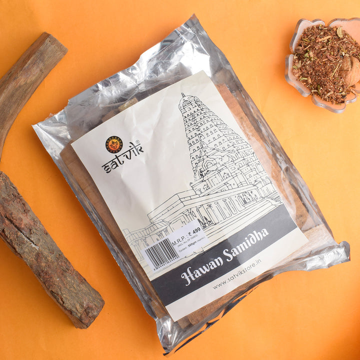 Hawan Samidha 500Gm ( Mango Wood) is essential for performing hawan or fire rituals, made from high-quality, mango wood. It ensures the purity and effectiveness of the fire ceremony, bringing positive energy and spiritual benefits – India’s Largest Pooja Accessories Brand – www.satvikstore.in