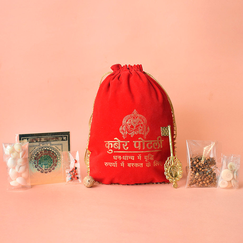 Kuber Potli is a sacred and auspicious pouch designed to attract financial success, prosperity, and business growth, making it an ideal tool for spiritual wealth manifestation – India’s Largest Pooja Accessories Brand – www.satvikstore.in