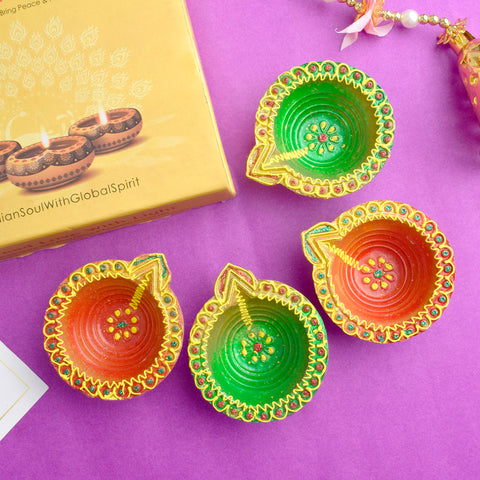 Crafting Light Unique Clay Diyas for a Radiant DiwaliSet of 4