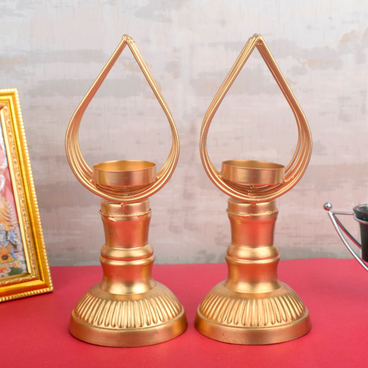 Luminous Tealight Holder One Pair – Elegant pair of tealight holders designed for soft, glowing ambiance, perfect for home decor and festive settings. India’s Largest Pooja Accessories Brand – www.satvikstore.in