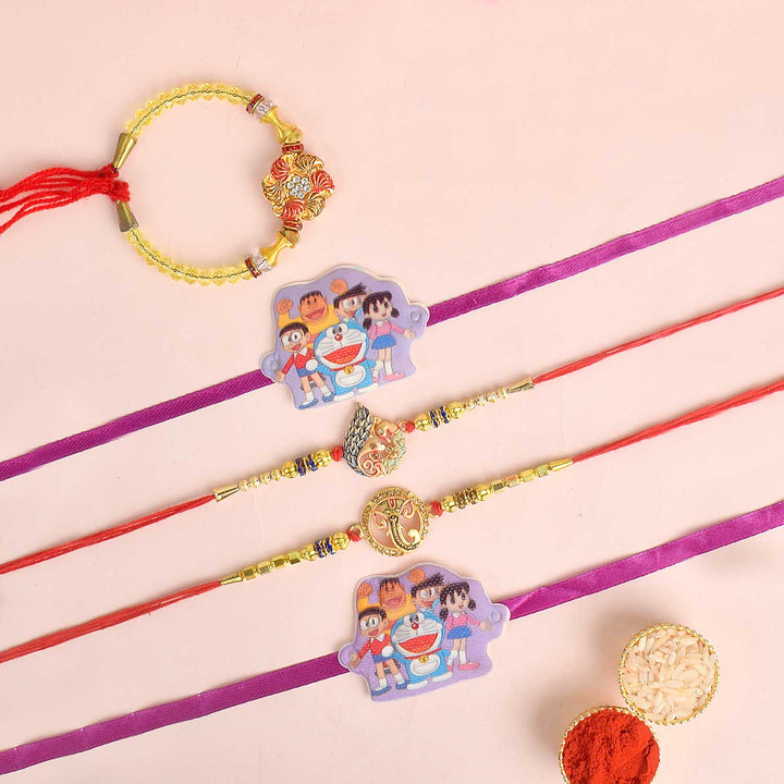 Set of 5 Designer Rakhi Threads with Roli Chawal and Ram Sita Stickers for Raksha Bandhan Celebration. India’s Largest Pooja Accessories Brand - www.satvikstore.in