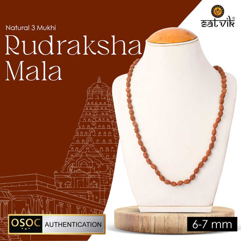 Original 3 Mukhi Rudraksha Mala – 108 Beads for Confidence, Healing & Inner Purification.India’s Premium Jap Mala Store - www.satvikstore.in