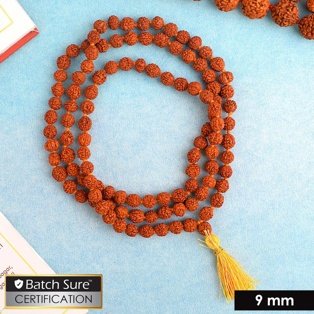 Panchmukhi Rudraksha Jaap Mala with 108 natural 9mm beads, ideal for chanting, meditation, and spiritual protection. Authentic 5 Mukhi Rudraksha mala used in Hindu rituals and devotion to Lord Shiva." India’s Premium Jap Mala Store- www.satvikstore.in
 