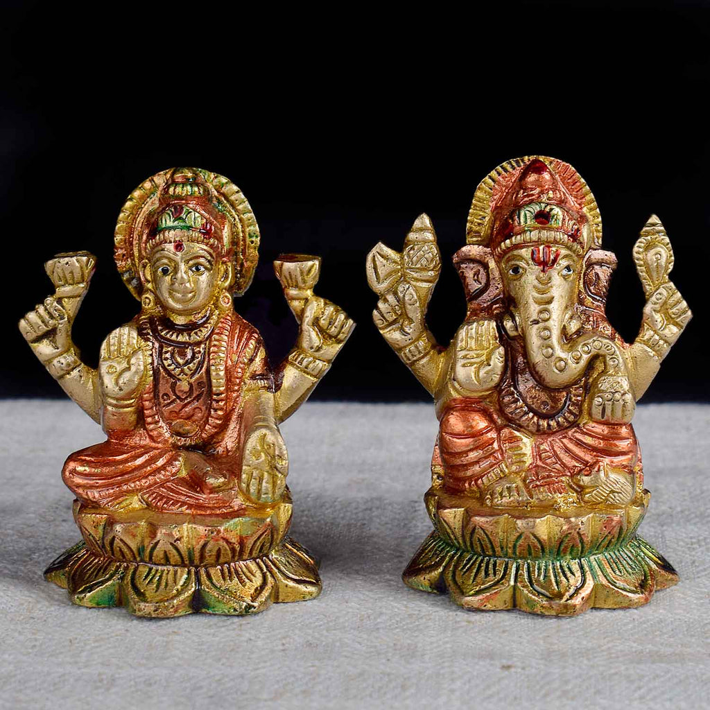 2.5 Inch Exquisite Brass Lakshmi Ganesha Idol – Perfect for Wealth, Wisdom & Festive Home Decor.No.1 Brass Idol Store www.satvikstore.in 