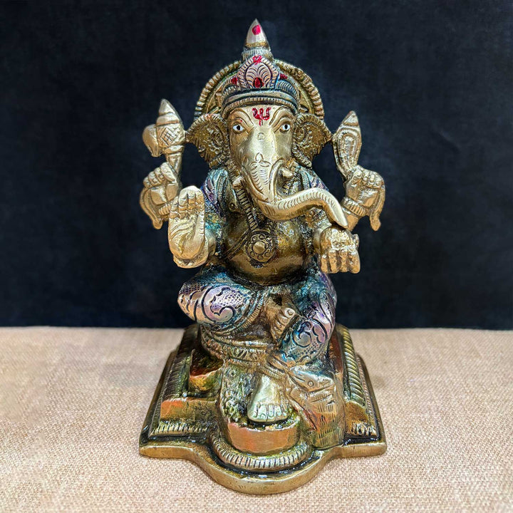 5.1 Inch Divine Ganesh Idol – Handcrafted Brass Statue Symbolizing Wisdom, Prosperity, and Auspicious Beginnings for Home and Temple Decor. No.1 Brass Idol Store www.satvikstore.in 